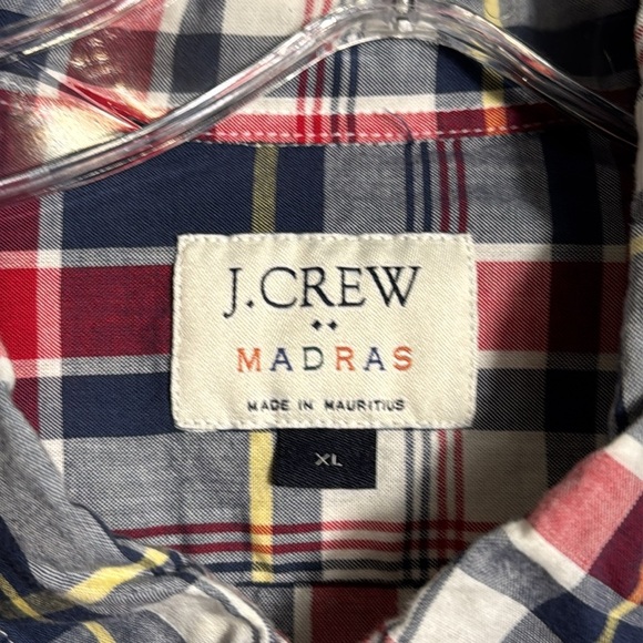 J.Crew shirt‎ J.Crew madras button down men’s shirt size XL plaid print - Picture 2 of 10